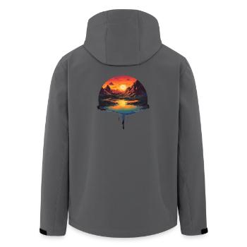 Coucher de soleil mystique au lac de la montagne avec - Veste softshell homme en polyester recyclé Stanley/Stella - bleu pétrole foncé - Dos - AI Model Male 185 light (185cm)