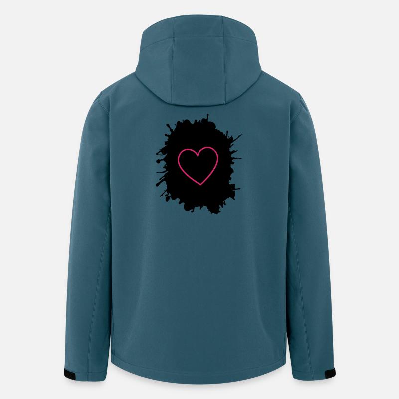 Neon Pink Herz-Umriss auf Schwarz - Recycelte Männer Softshell-Jacke von Stanley/Stella - Dunkles Petrol