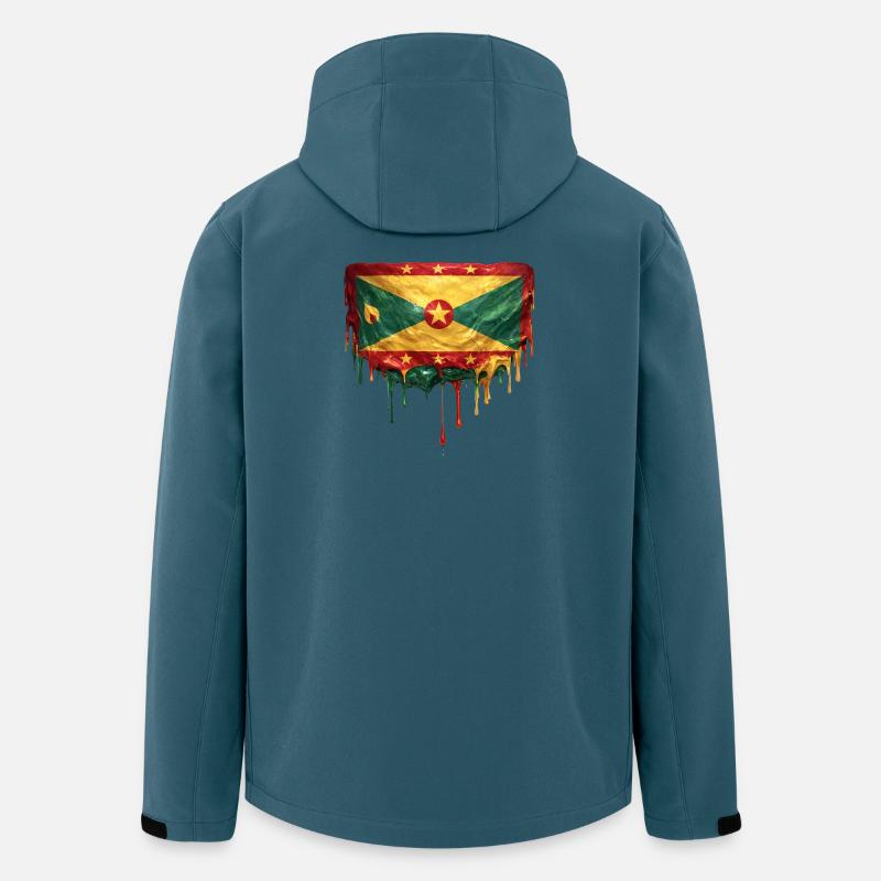 Drapeau dégoulinant de la Grenade - Veste softshell homme en polyester recyclé Stanley/Stella - bleu pétrole foncé