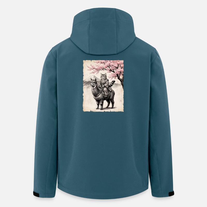 Katze reitet Lama - Recycelte Männer Softshell-Jacke von Stanley/Stella - Dunkles Petrol