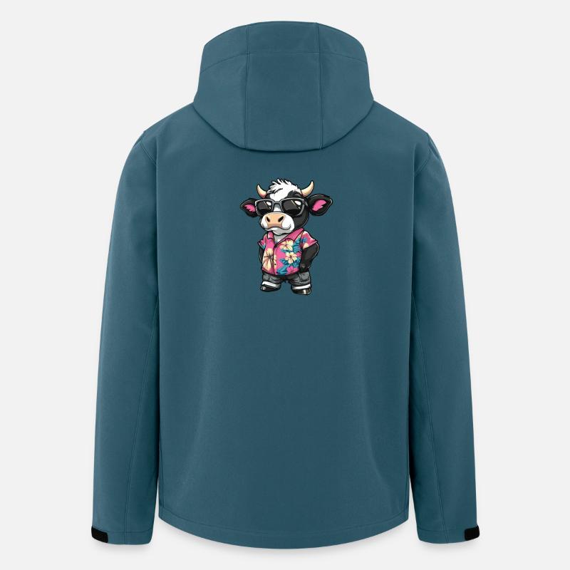 Kuh Comic Urlaub - Recycelte Männer Softshell-Jacke von Stanley/Stella - Dunkles Petrol
