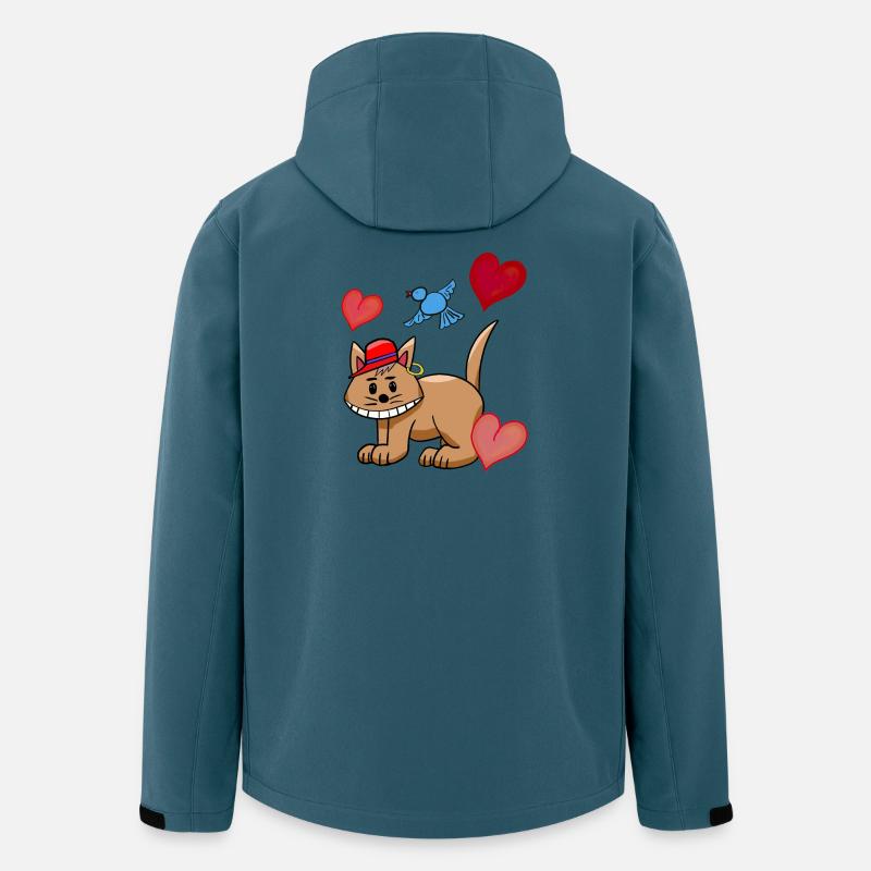 Cœur Chat Chats Oiseaux Enfants - Veste softshell homme en polyester recyclé Stanley/Stella - bleu pétrole foncé