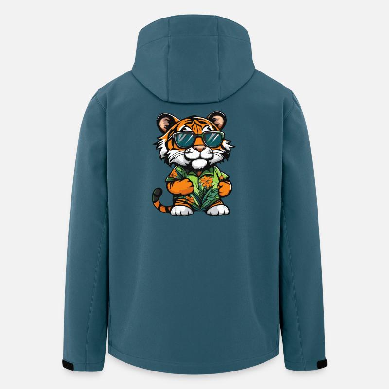 Tiger Comic Urlaub - Recycelte Männer Softshell-Jacke von Stanley/Stella - Dunkles Petrol