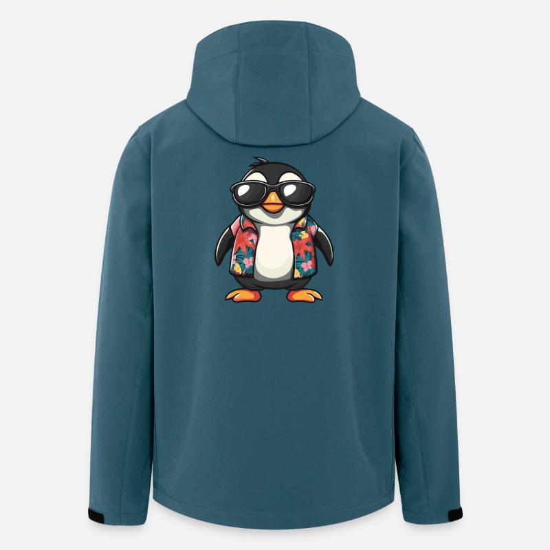 Pinguin Comic Urlaub - Recycelte Männer Softshell-Jacke von Stanley/Stella - Dunkles Petrol