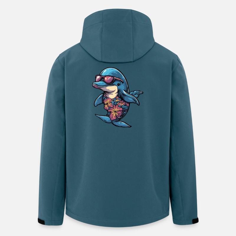 Delfin Comic Urlaub - Recycelte Männer Softshell-Jacke von Stanley/Stella - Dunkles Petrol