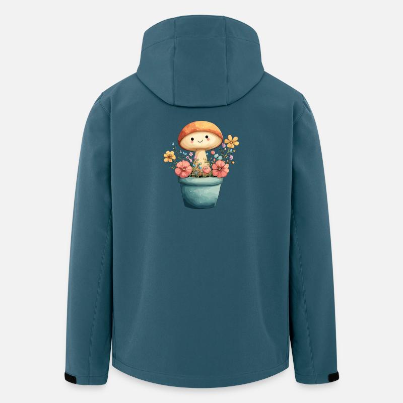 Fröhlicher Pilz im Blumenkübel - Recycelte Männer Softshell-Jacke von Stanley/Stella - Dunkles Petrol