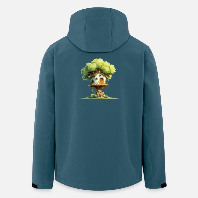 Cabane dans l’arbre dans la canopée - Veste softshell homme en polyester recyclé Stanley/Stella - bleu pétrole foncé