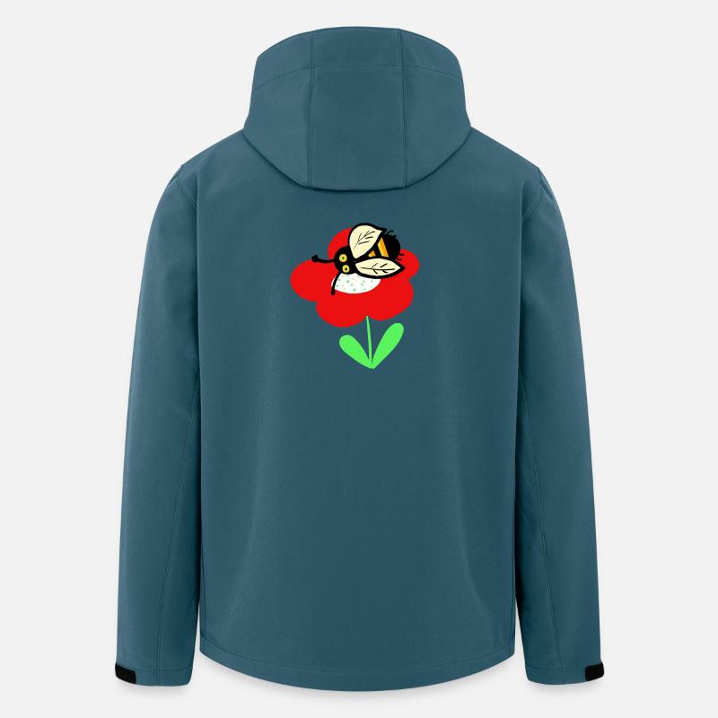Rote Blume mit putzigen Bienchen - Recycelte Männer Softshell-Jacke von Stanley/Stella - Dunkles Petrol