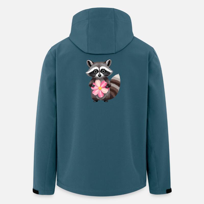 Raton laveur câlin avec une fleur - Veste softshell homme en polyester recyclé Stanley/Stella - bleu pétrole foncé