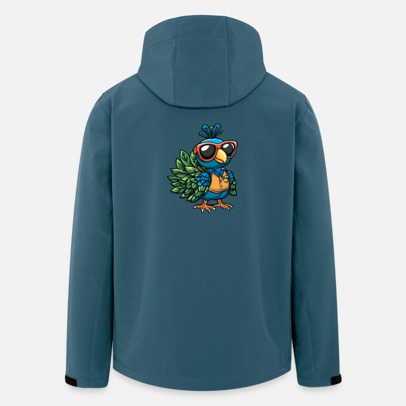 Pfau Vogel Comic Urlaub - Recycelte Männer Softshell-Jacke von Stanley/Stella - Dunkles Petrol