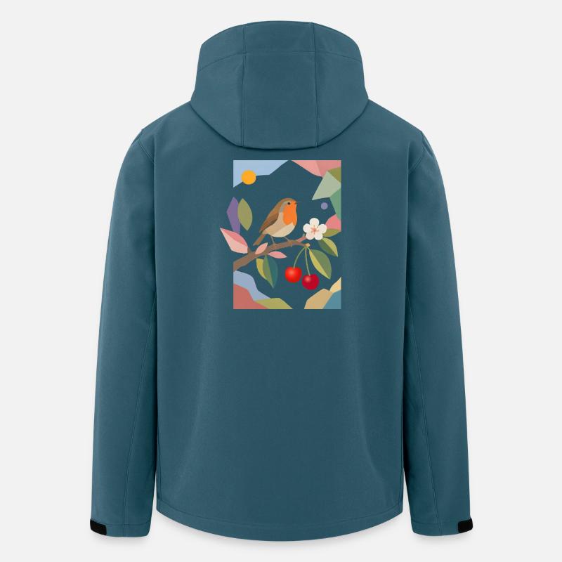 Robin Bird on Branch Cherry Design - Men’s Recycled Softshell Jacket by Stanley/Stella - stargazer