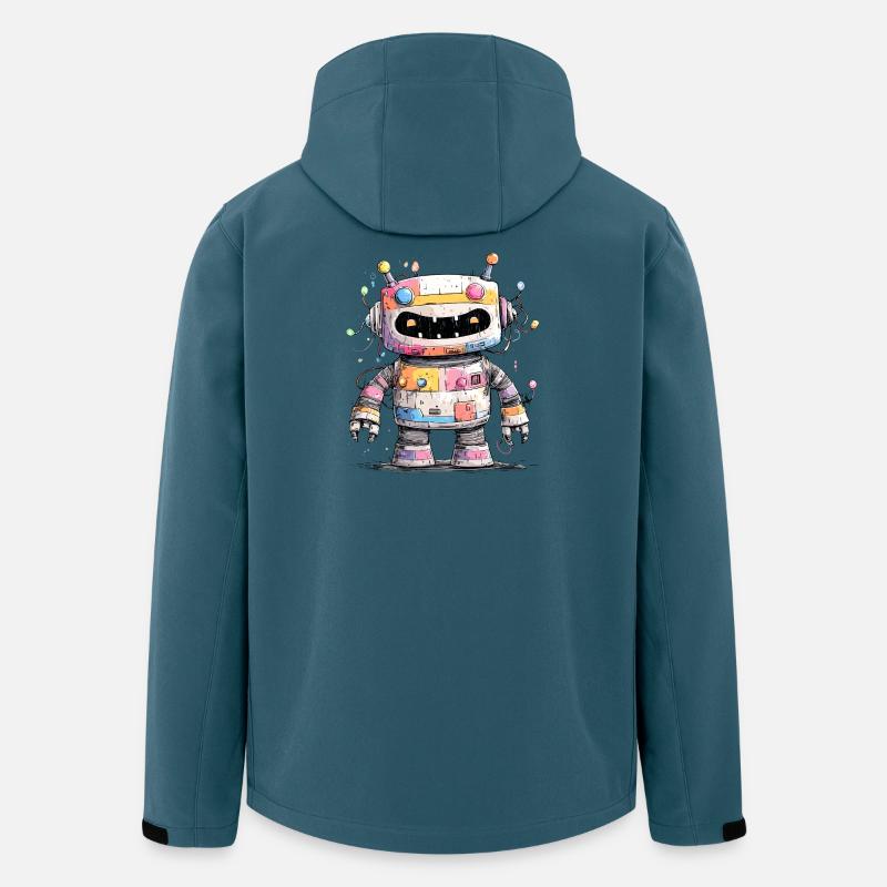 Bunter Roboter mit Farbspritzern - Recycelte Männer Softshell-Jacke von Stanley/Stella - Dunkles Petrol