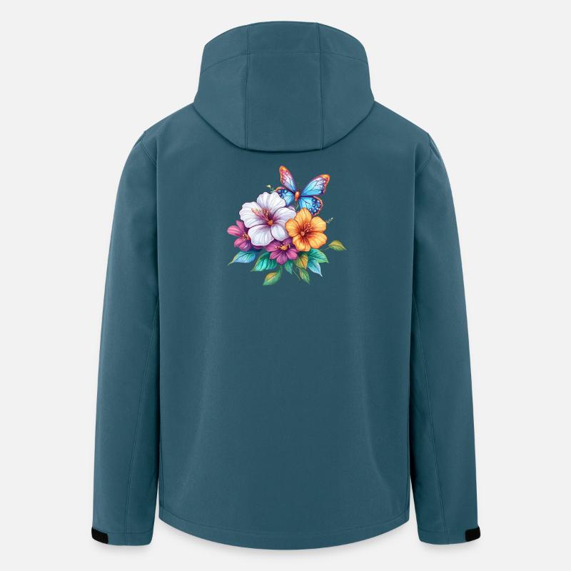 Bouquet avec papillon - Veste softshell homme en polyester recyclé Stanley/Stella - bleu pétrole foncé