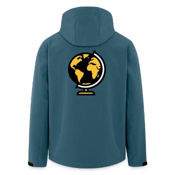 Globus Weltkugel Erde Schule - Recycelte Männer Softshell-Jacke von Stanley/Stella - Dunkles Petrol - Hinten - AI Model Male 185 light (185cm)