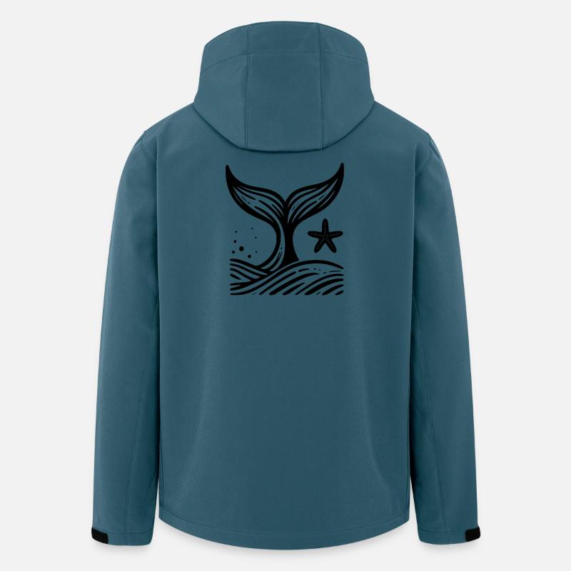 Wal Kunst Schwarz Weiß Ozean Stil - Recycelte Männer Softshell-Jacke von Stanley/Stella - Dunkles Petrol