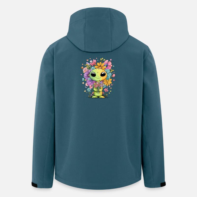 Blumenfreudiges Alien mit Blütenherzchen - Recycelte Männer Softshell-Jacke von Stanley/Stella - Dunkles Petrol