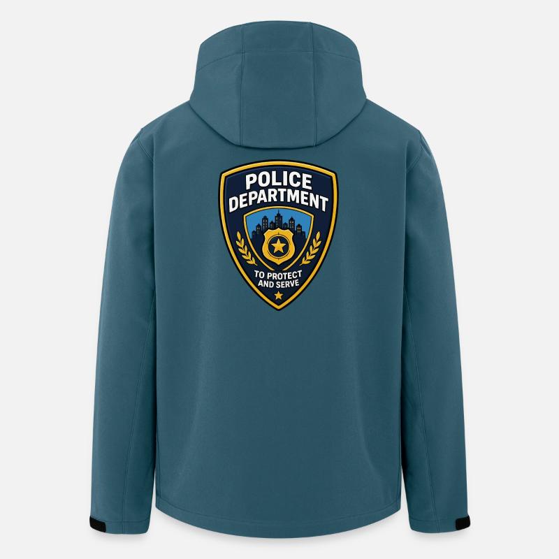Polizei Abzeichen Patch Stadt Skyline - Recycelte Männer Softshell-Jacke von Stanley/Stella - Dunkles Petrol