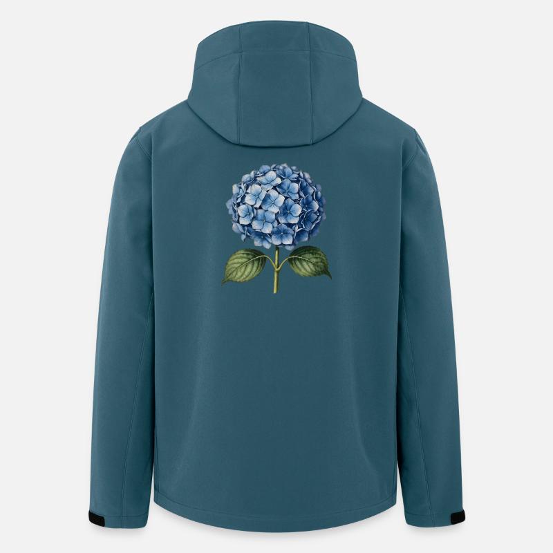 Illustrationsstich einer blauen Hortensie - Recycelte Männer Softshell-Jacke von Stanley/Stella - Dunkles Petrol