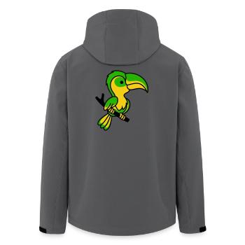 Toucan néon vert et jaune - Veste softshell homme en polyester recyclé Stanley/Stella - bleu pétrole foncé - Dos - AI Model Male 185 light (185cm)