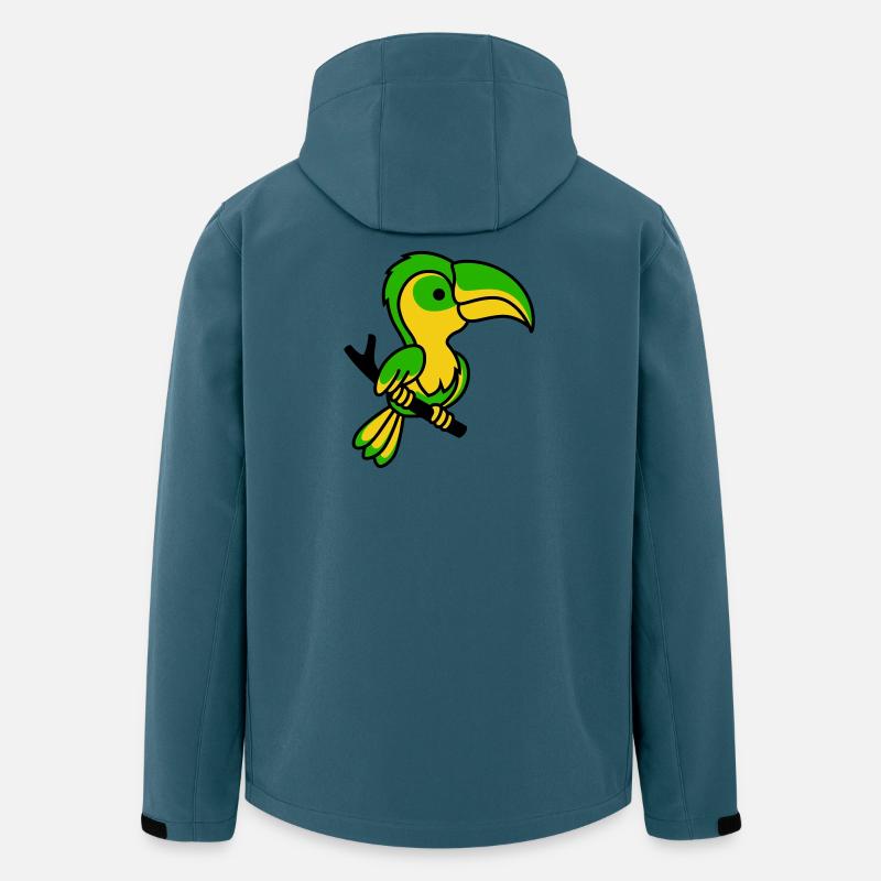 Toucan néon vert et jaune - Veste softshell homme en polyester recyclé Stanley/Stella - bleu pétrole foncé