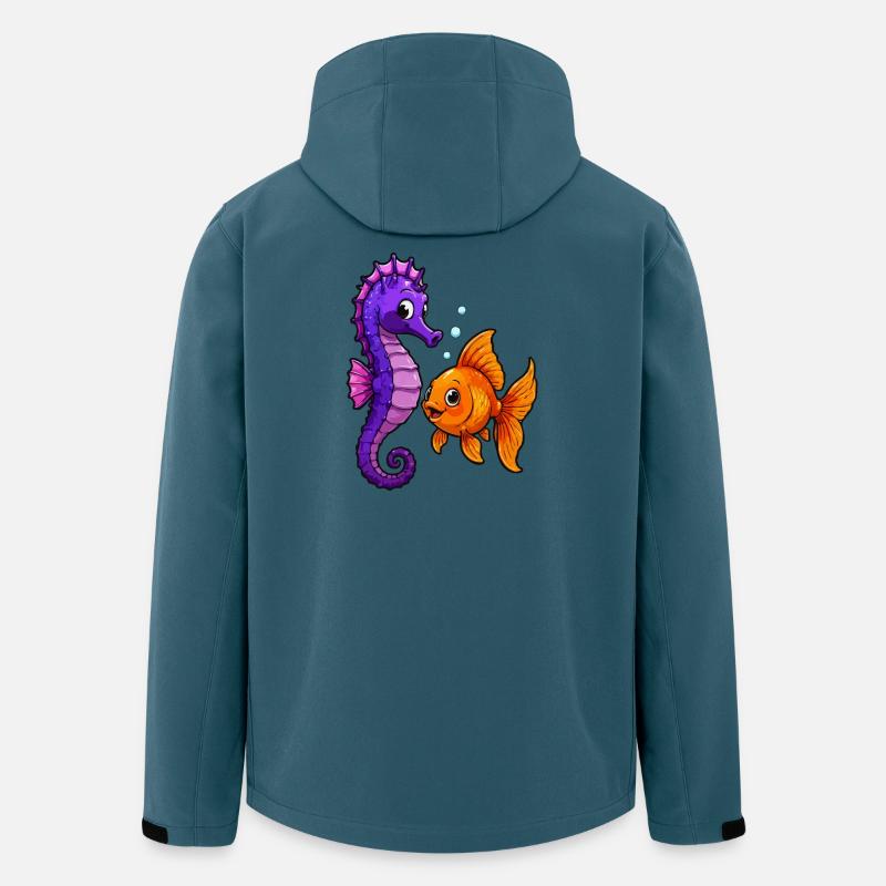 Seepferdchen trifft Goldfisch Freundschaft - Recycelte Männer Softshell-Jacke von Stanley/Stella - Dunkles Petrol