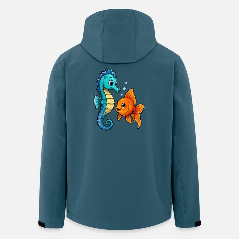 Les hippocampes des Amis sous-marins - Veste softshell homme en polyester recyclé Stanley/Stella - bleu pétrole foncé