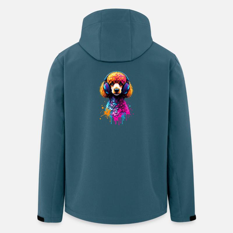 Pudel mit Kopfhörer - Recycelte Männer Softshell-Jacke von Stanley/Stella - Dunkles Petrol