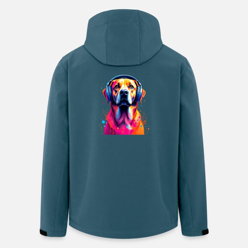 Labbi Labrador mit Kopfhörer - Recycelte Männer Softshell-Jacke von Stanley/Stella - Dunkles Petrol