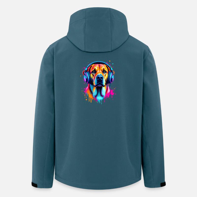 Labrador avec casque - Veste softshell homme en polyester recyclé Stanley/Stella - bleu pétrole foncé