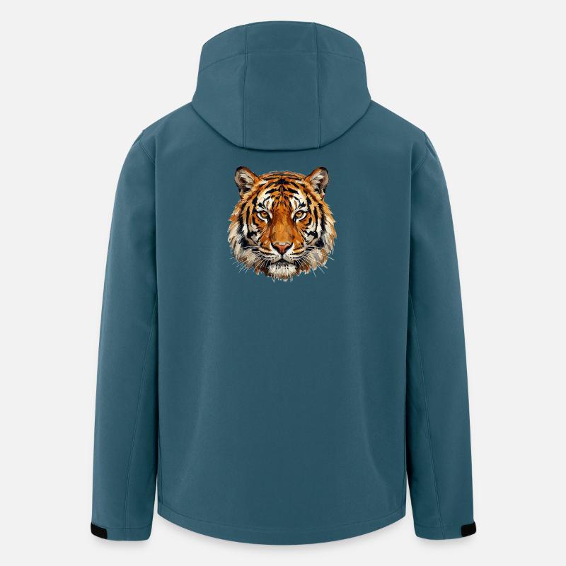 Tigerkopf im Ölfarbenstil - Recycelte Männer Softshell-Jacke von Stanley/Stella - Dunkles Petrol