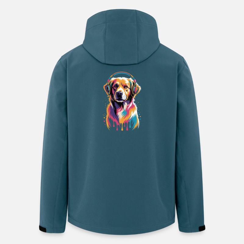 Golden Retriever mit Kopfhörer - Recycelte Männer Softshell-Jacke von Stanley/Stella - Dunkles Petrol