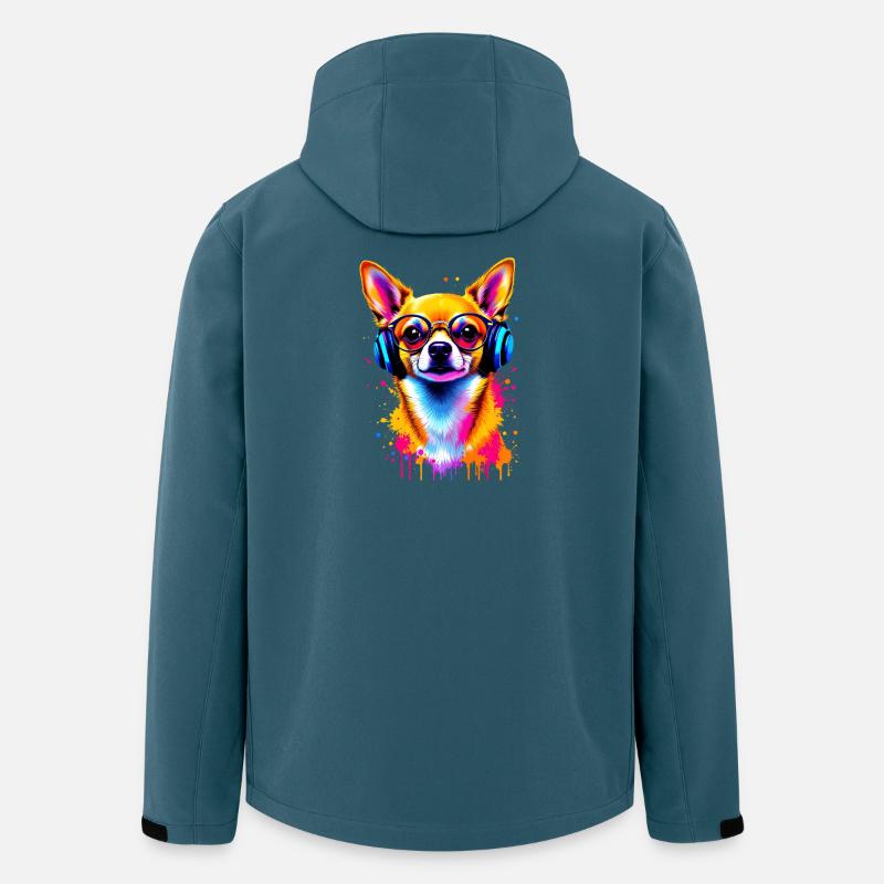 Chihuahua Hund mit Kopfhörer - Recycelte Männer Softshell-Jacke von Stanley/Stella - Dunkles Petrol