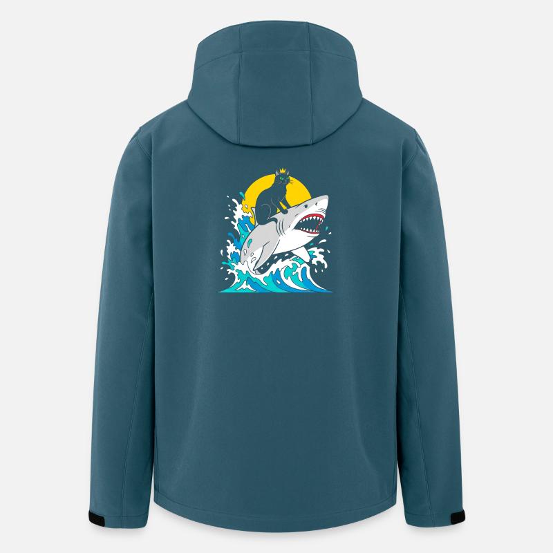 Katzenkönig auf Haiabenteuer - Recycelte Männer Softshell-Jacke von Stanley/Stella - Dunkles Petrol