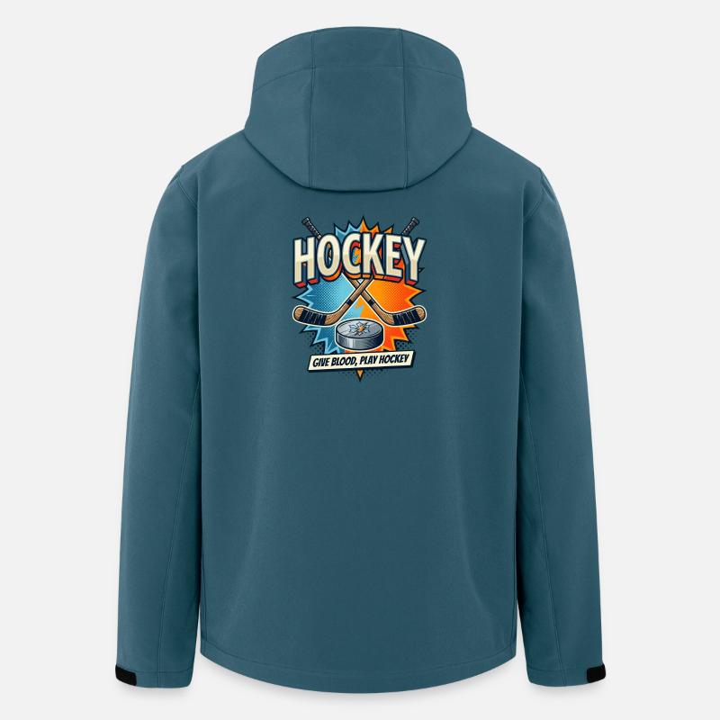 Retro Eishockey Schläger Puck Comic - Recycelte Männer Softshell-Jacke von Stanley/Stella - Dunkles Petrol