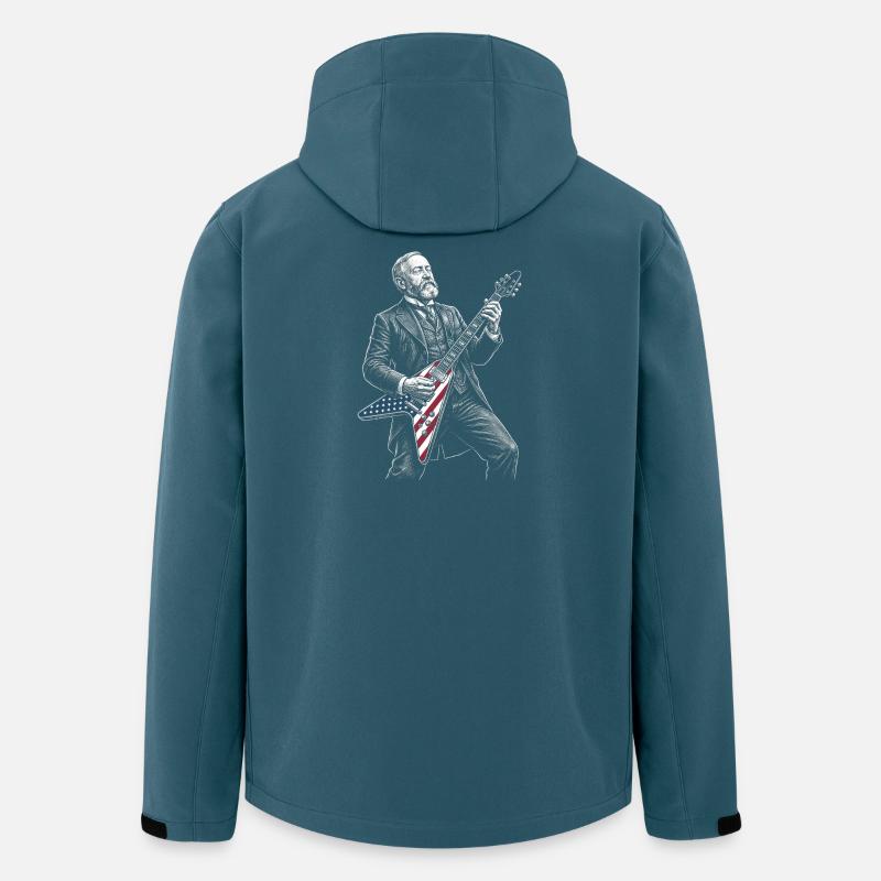 Benjamin Harrison Gitarrenheld mit Flagge - Recycelte Männer Softshell-Jacke von Stanley/Stella - Dunkles Petrol