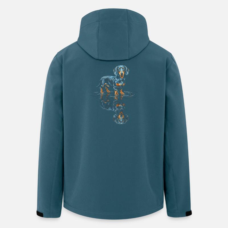 Teckel Water Reflex Bleu-Orange - Veste softshell homme en polyester recyclé Stanley/Stella - bleu pétrole foncé