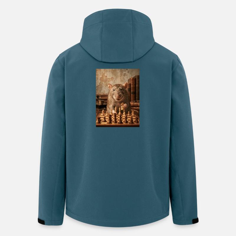 Rat jouant aux échecs - Veste softshell homme en polyester recyclé Stanley/Stella - bleu pétrole foncé