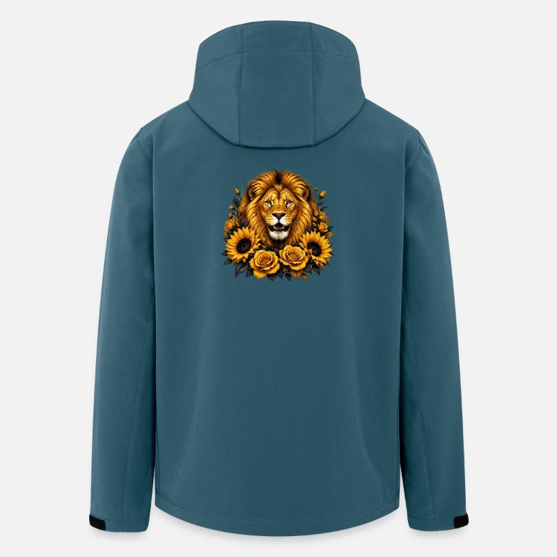 Löwe im Sonnenblumenkranz - Recycelte Männer Softshell-Jacke von Stanley/Stella - Dunkles Petrol