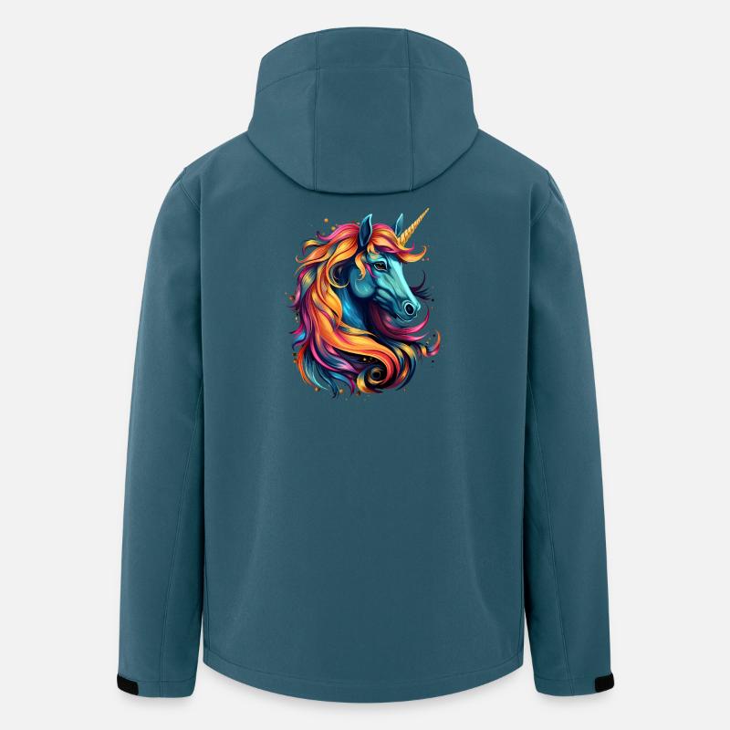 Regenbogen-Einhorn Kopfkunst - Recycelte Männer Softshell-Jacke von Stanley/Stella - Dunkles Petrol