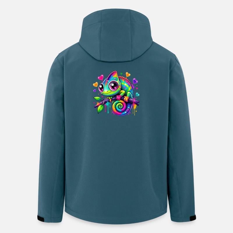 Buntes Chamäleon auf Ast - Recycelte Männer Softshell-Jacke von Stanley/Stella - Dunkles Petrol