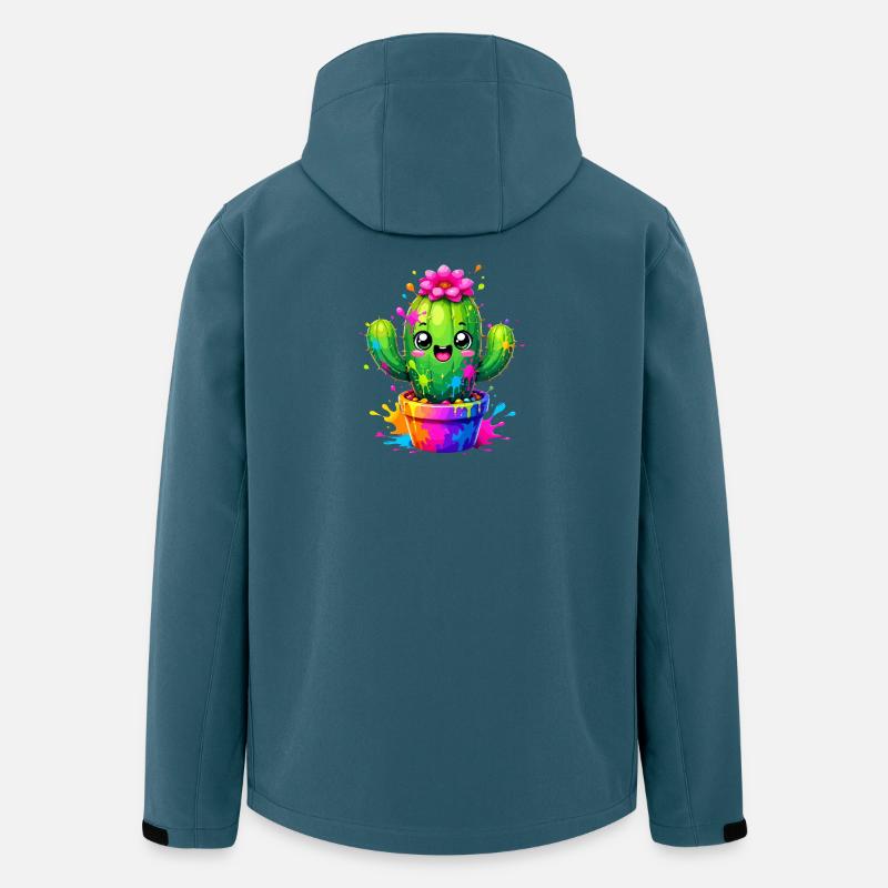Cactus Joyeuses Fleurs Éclaboussurées - Veste softshell homme en polyester recyclé Stanley/Stella - bleu pétrole foncé