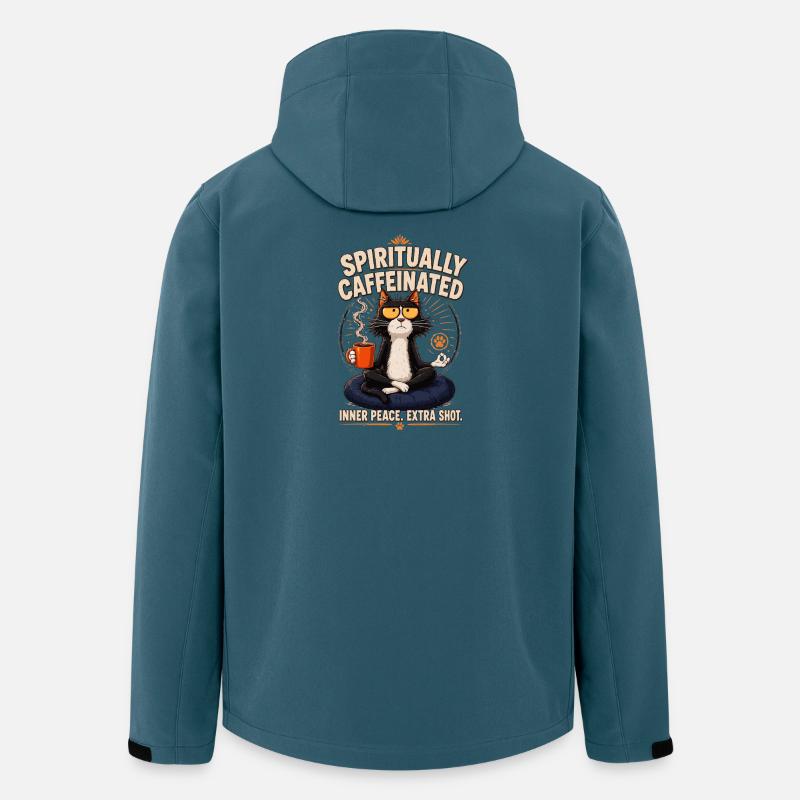 Spirited Cat Kaffeemeditation - Recycelte Männer Softshell-Jacke von Stanley/Stella - Dunkles Petrol