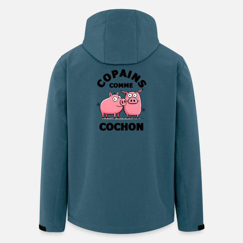 copain copains comme cochon amitiè copain - Veste softshell homme en polyester recyclé Stanley/Stella - bleu pétrole foncé