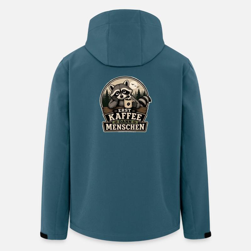 Erst Kaffee Dann Menschen - Recycelte Männer Softshell-Jacke von Stanley/Stella - Dunkles Petrol