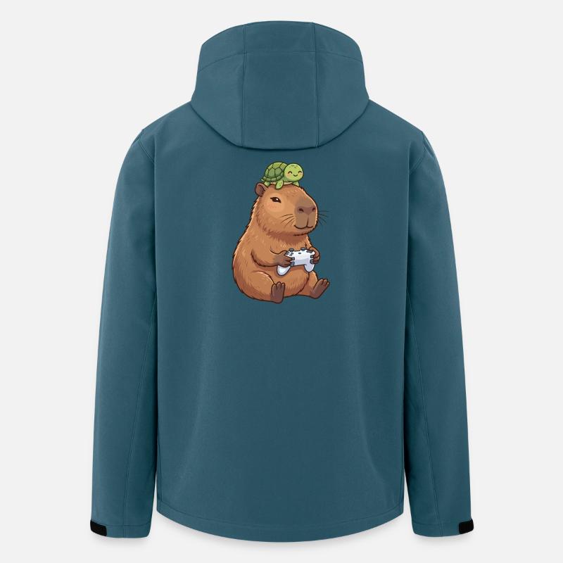Capybara Game Buddy Duo - Recycelte Männer Softshell-Jacke von Stanley/Stella - Dunkles Petrol