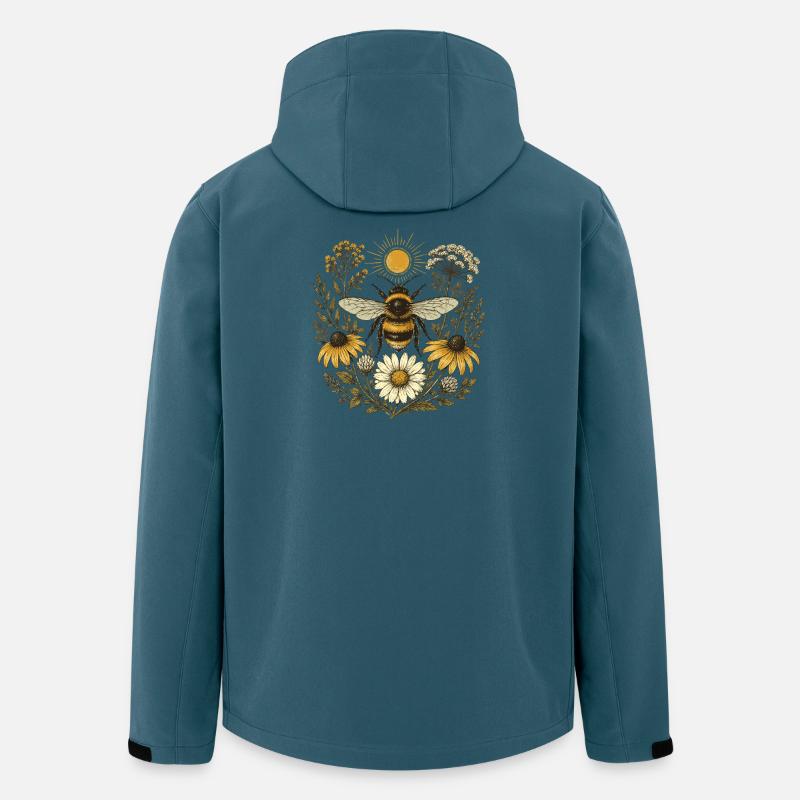 Hummel-Wildblumen - Recycelte Männer Softshell-Jacke von Stanley/Stella - Dunkles Petrol