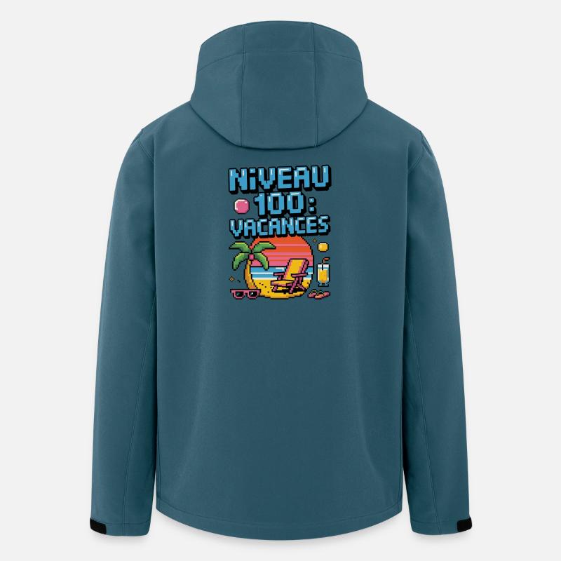 Level 100 Urlaubs-Pixelkunst - Recycelte Männer Softshell-Jacke von Stanley/Stella - Dunkles Petrol