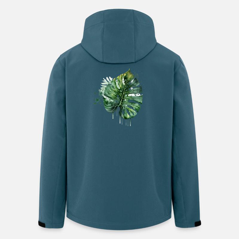 Monstera Tropenblatt Wasserfarben - Recycelte Männer Softshell-Jacke von Stanley/Stella - Dunkles Petrol