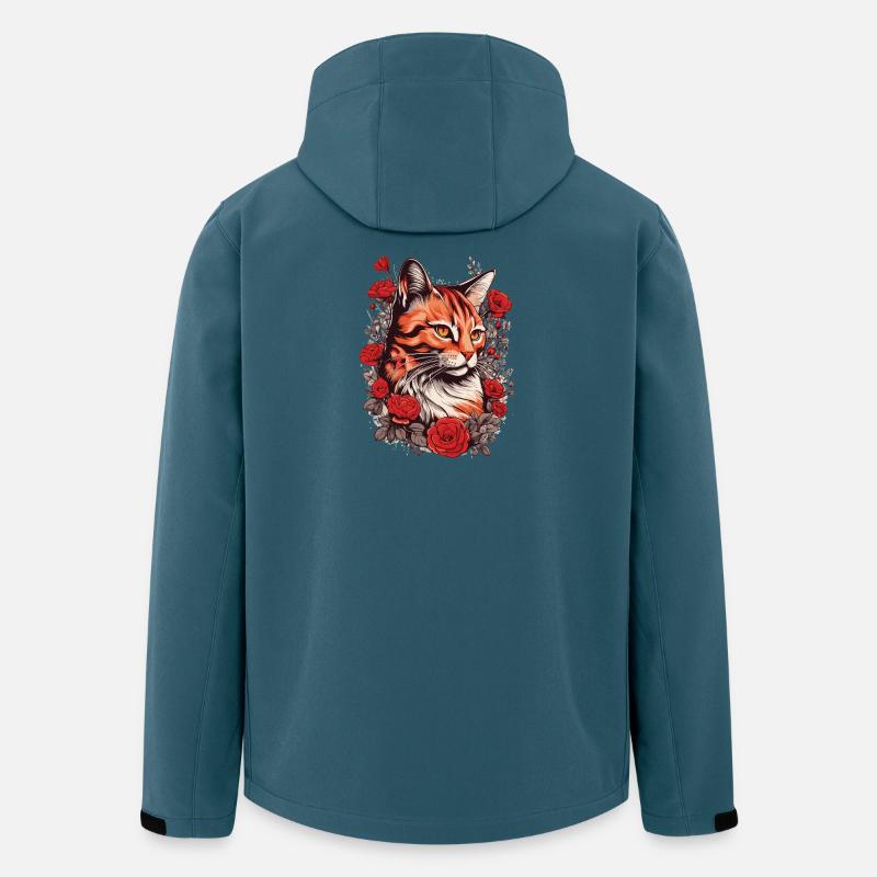 Tigerkatze mit Rosenrahmen, Katze Rot süß Rosen - Recycelte Männer Softshell-Jacke von Stanley/Stella - Dunkles Petrol