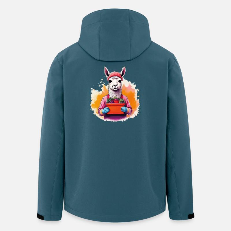 Lama mit Blumen und Beanie - Recycelte Männer Softshell-Jacke von Stanley/Stella - Dunkles Petrol